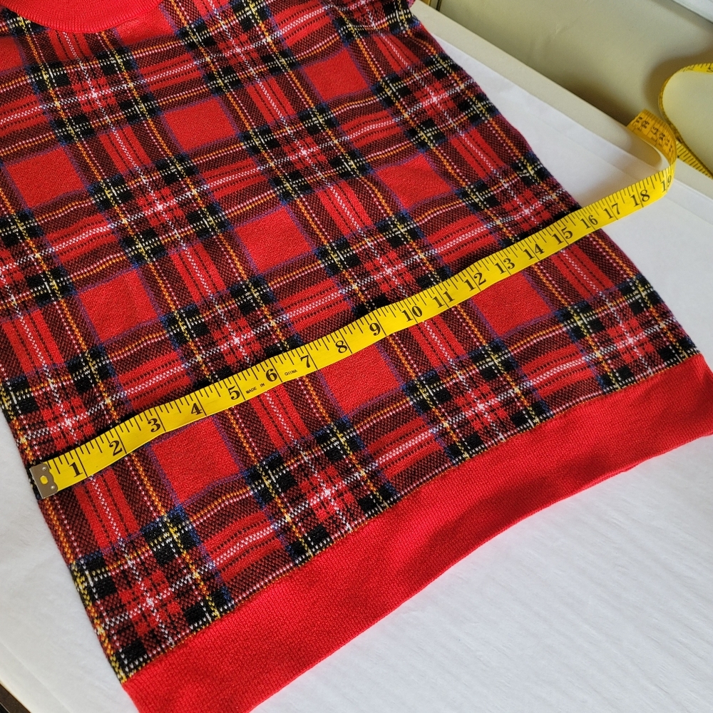 New! J Crew sz XS X-Small Red Tartan Plaid Christmas Sweater Cotton NWT - Picture 9 of 13